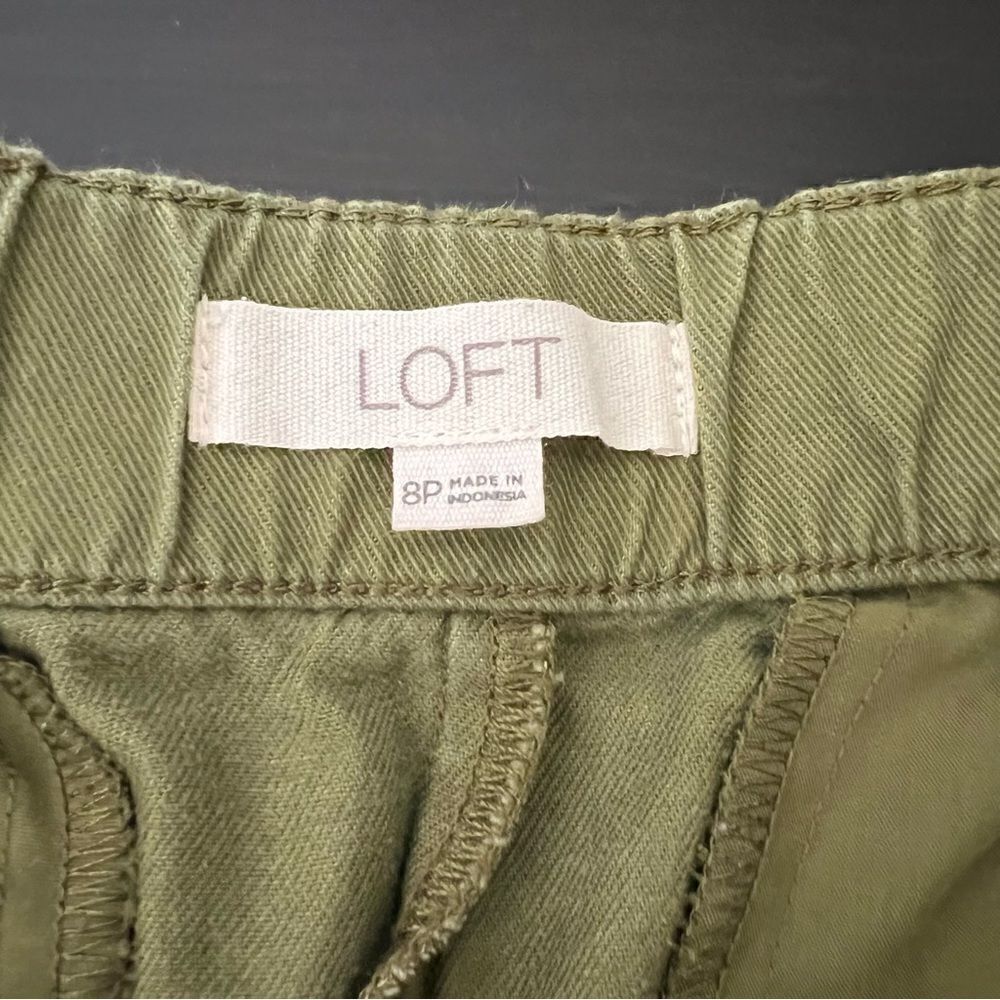 Loft Shorts Womens Size 8P Military Green High Waist Pockets Button Cotton - Picture 7 of 13
